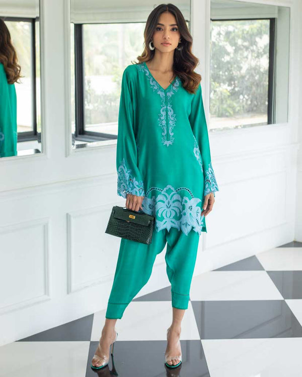 Blue on Green Appliqué