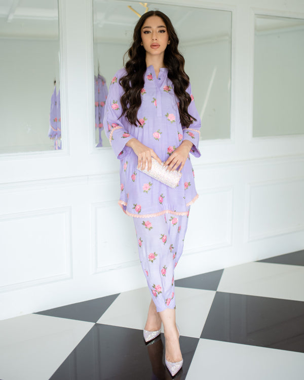 Raw Silk Lavender Set